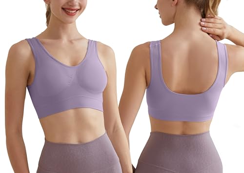 Memoryee Sports Bras Women 3 Pack Set Plus Size for Large Breasts Non Wired Inserts Washable Padded Push Up Vest Crop Top2