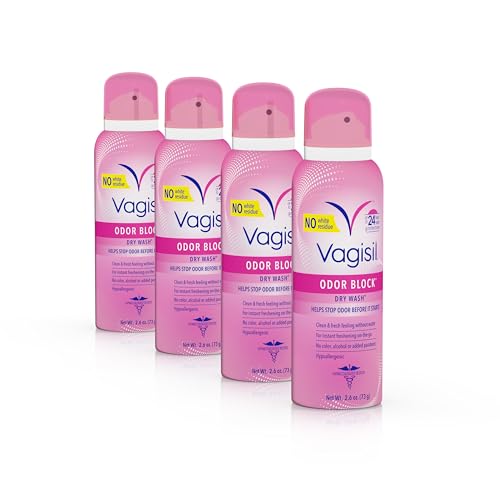 Vagisil Odor Block Dry Wash Spray, 2.6oz, 4 cans