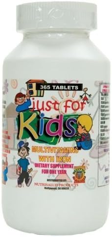 Vitaminas para nios Just for Kids. Suplemento para todo un ao.Vitaminas y Minerales para el crecimiento, memoria y apetito en forma de dulce para nios de 4 aos en adelante. by Nutrisalud Products
