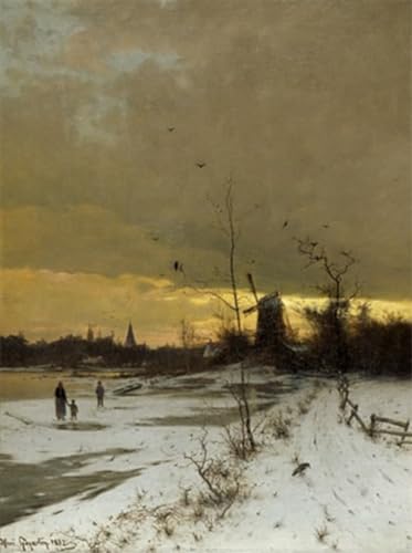 Tableau Toile Winterabend à Hambourg Heinrich Gogarten Décoration Murale Salon 60x90cm