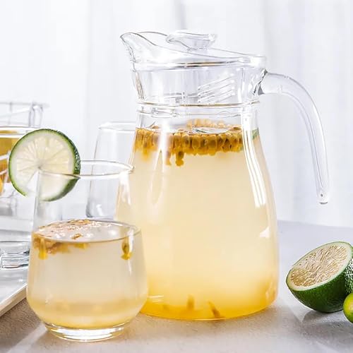 Image of Premium Water and Juice Glasses and Jug Set Combo [6 Piece Glass 400ML & 1 Piece Jug 1.8 Liter] Transparent Pitcher Set for Dining Table, Home & Restaurant,Party (MTS - 19)