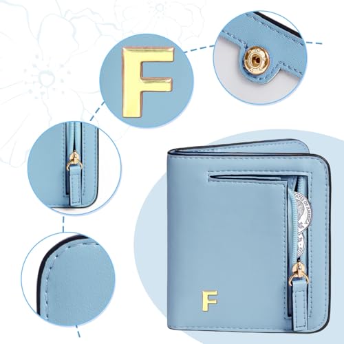 Image of COSHAYSOO Initial Teen Girl Womens Wallets RFID Slim, Monogrammed Graduation Birthday Gifts for 10 11 12 13 14 15 16 17 18 19 21 Year Old College Teenager, Blue Letter F