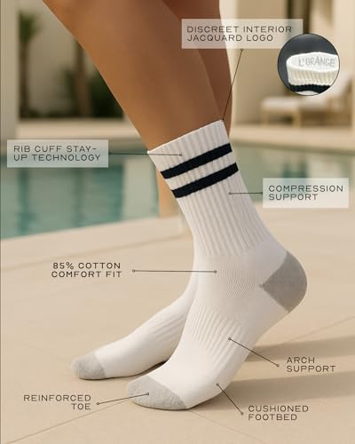 The High Crew – Retro-Inspired Athletic Crew Socks | Extra-Long Staple Cotton | Cushioned Heel & Toe | Classic Court Style | Unisex Fit (4 Pairs)2