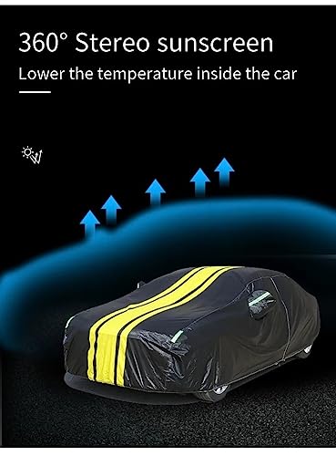 Image of PROTEGO All Weather Protection Car Cover for I20 2012-2014 | Anti Dust, 100% Waterproof, Durable Cover - Triple Stitched Elastic Grip with Mirror Pocket | (Spyro Legend, Black,Yellow)