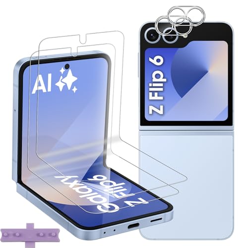 Lutree for Samsung Galaxy Z Flip 6 5G Screen Protector 2+2 Pack TPU Film [Not Glass] + Tempered Glass Camera Lens Film HD Anti-Scratch Case Friendly Bubble-Free Flexible Protector for Z Flip6