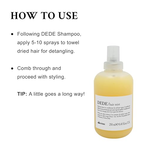 Image of Davines DEDE /Leave-In Hair Mist, Lightweight Conditioner for All Hair Types - Frequent Use Spray to Detangle, Moisturize, and Remineralize with White Hibiscus, Weightless