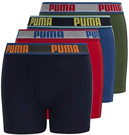 PUMA boys Boxer Briefs, Navy/Green, Medium US