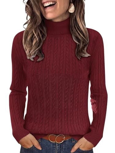 Image of ANFTFH Womens Turtleneck Sweater 2025 Ribbed Knit Top Pullover Sweaters