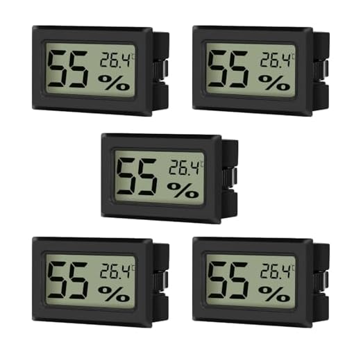 5-Pack LCD Digital Hygrometer Thermometer, Mini Digital Temperaturmesser Feuchtigkeitsmesser für Gewächshaus/Autos/Zuhause/Büro (Schwarz)