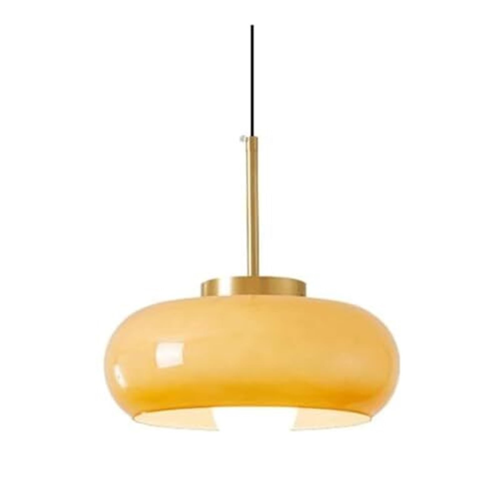 KBUUKYYXouy Scandinavian Thickened Milk Glass Adjustable Height Pendant Lamp Chandelier Hanging Lighting Ceiling Fixture E27 for Bedroom Kitchen Island Study Classic Lantern(Creamy Yellow)