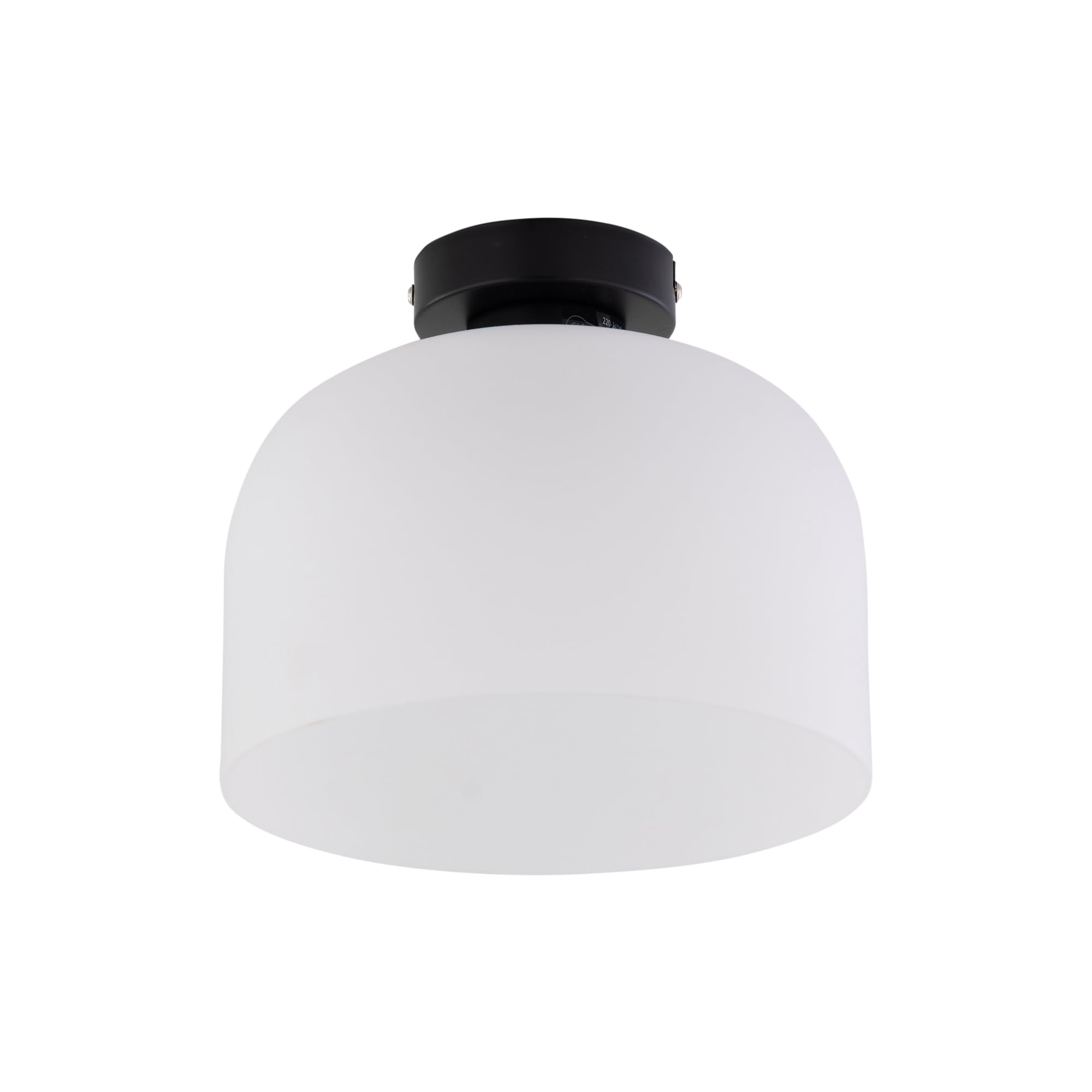 Black with Frosted Glass Flush Ceiling Light Fitting, Low Home Lighting, Height 21cm, Diameter 24cm