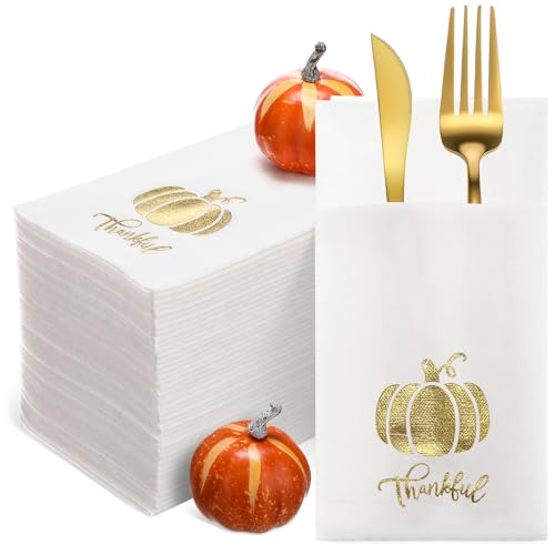 Servilletas para cubiertos de calabaza otoñal ideales para cenas de Acción de Gracias y bodas