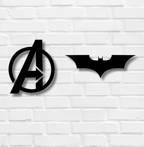 Image of TWIGGY Superhero 6mm MDF Wooden Wall Decor Set for Home, Office, or Gaming Room, Gift, Anime (pack of 2 | The Avengers, The Dark Knight)