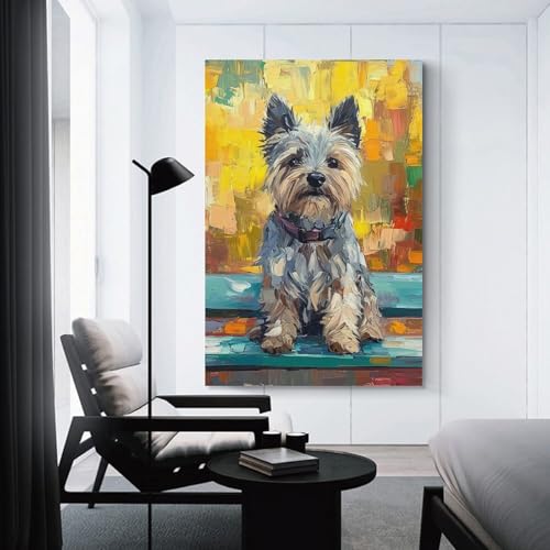 Cadeau Westie tableau decoration murale anniversaire peintre