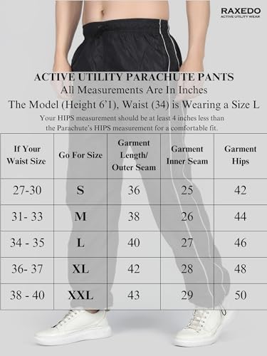 Image of Men's Water-Resistant Parachute Pants | Mens Bottom Wear | Cargo Pants for Men | Korean Pants for Man | Baggy Trackpants | Lightweight Multi-Pocket Utility Fit - Freedom to Move & All-Day Comfort