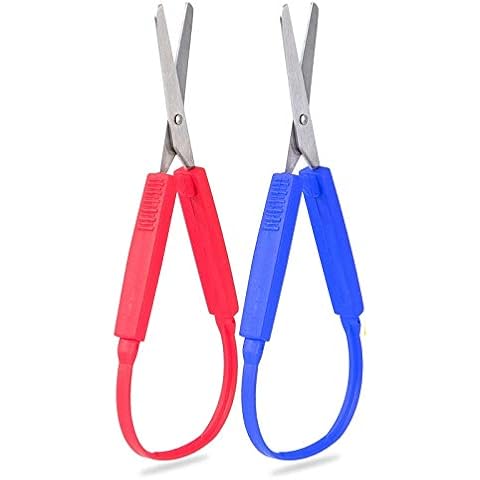 2-Pack Loop Scissors Grip Scissors Loop Handle Self-Opening Scissors Adaptive Cutting Scissors for Children and Adults Special Needs,Paper Work ,Sewing Work ,Artcraft Cover