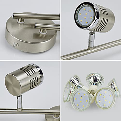 Dllt 6-Light Track Lighting Fixtures Swing Arm, Kitchen Ceiling Spot Light, Flush-Mount Foldable Track Rail Lighting For Living Room, Dining Room, Offices, Bedroom, Picture Wall, Kitchen, Warm Light #TOP3