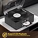 All-in-One Vinyl Record Player with Speakers, WiFi Internet Radio, Retro Turntable with CD Player, Bluetooth, USB/TF Recording, Pitch & EQ Control, Alarm & Sleep Timer – Black Wood Grain