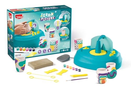 Maped CREATIV – 907220 elektrische Töpferscheibe TERRA POTTERY mit Fußpedal - inklsuive Töpferton und Töpferwerkzeuge