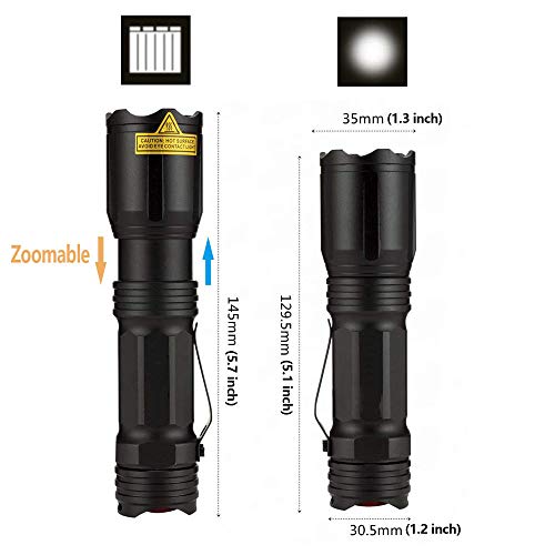 LUXNOVAQ LED Tactical Flashlight Hunting Light with Red Green Blue White 4 Color in 1, Zoomable Night Vision Flashlight Waterproof Outdoor Torches for Fishing Hog Coon Coyote(Batteries Not Included) - Thumbnail 2