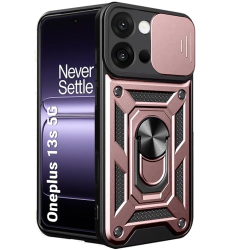 Image of TheGiftKart Tough Armor Bumper Back Cover Case for OnePlus 13s 5G | Sliding Camera Cover, Kickstand & Ring Holder | 360 Protection Case for OnePlus 13s 5G (PC & TPU, Pink)