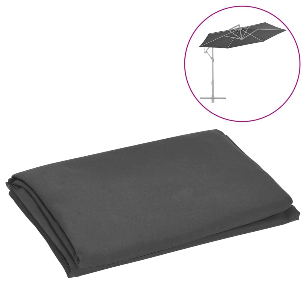 vidaXL Tela de Repuesto para Sombrilla Voladiza Dosel Lona Recambio Jardín Patio Terraza Balcón Parasol Refugio Impermeable Gris Antracita 300 cm