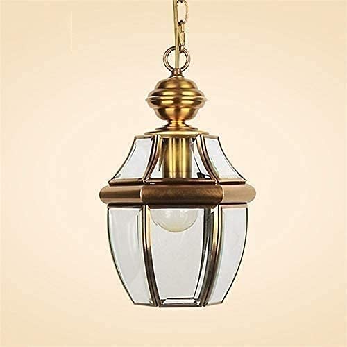 Chandelier Suspension Plafonnier E27 Cuivre Doré Lanterne Verre Veranda Loft