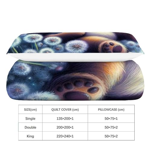 Housse de couette single motif ours imprimé 3D en microfibre pour lit enfant - 4