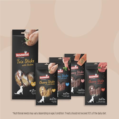 Rosewood Chewy Sticks Rind Small – Kaustangen für Hunde mit Rindfleisch, Rinderhautsnack, Rohhautsnack, unterstützt die Zahnpflege, ohne Getreide, ohne künstliche Zusatzstoffe, 72 g