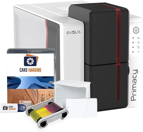 Evolis Primacy 2 Dual-Sided ID Card Printer & Supplies Bundle Badge...
