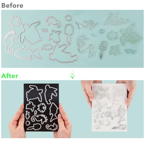 Image of 60PCS Dies & Stamps Storage Pockets and Magnet Sheets,0.9mm Thickness Magnetic Sheets for Dies Storage,7X5inch Craft Die Storage Envelopes,Magnetic Die Storage, Stamp and Die Storage Pockets