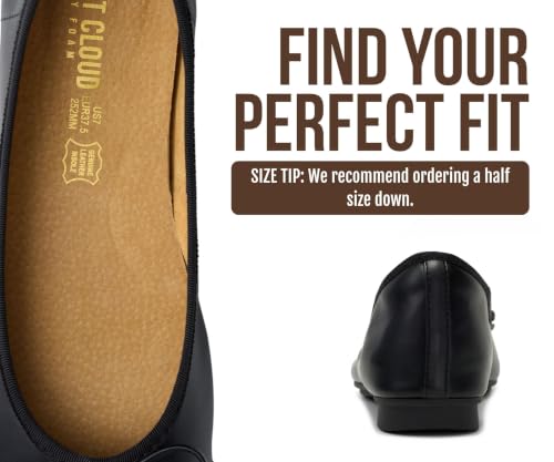 Image of Project Cloud Ballet Flats for Women Shoes - Genuine Leather Insole and Lightweight Mary Jane Flats - Non-Slip and Comfortable Womens Shoes