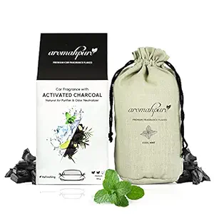 Aromahpure Premium Car Perfume Flakes with Activated Charcoal | Air Purifier with Fresh Fragrances | Cool - Aqua Mint | 100 gm | Car Air Freshener