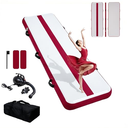 Tuxedo Sailor 10’ Inflatable Gymnastics Mat - Premium Heat Sealed Process,Tumbling Mat with Electric Pump, Repair Kit & Backpack - Multi-Scene exercise Mat Use for Gym, Yoga, Home, Outdoor