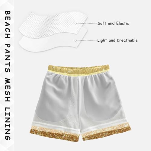 Pigsaly Boys Swim Trunks Gradient Flashing Butter Yellow Cream Gold Glitter Boys Board Shorts Swimsuit Swimwear S4