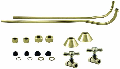 Westbrass 1/2" Copper Stops & Double Offset Bath Supply with Cross Handles, Polished Brass, D136-110X-01