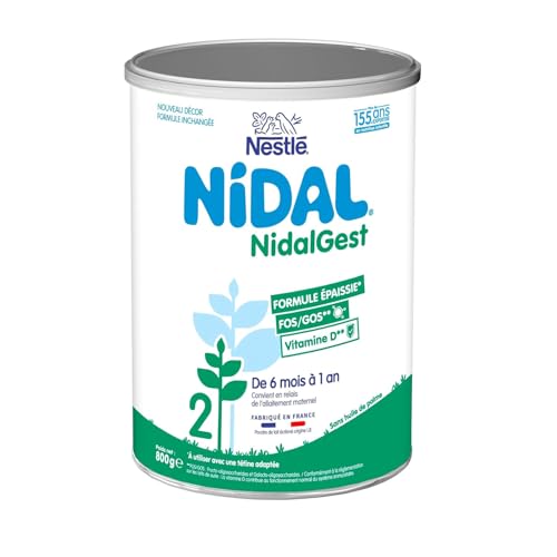 Nestlé Nidal Gest 2 - Lait bébé 2ème âge en poudre de 6 à 12 mois - Formule épaissie - Boîte de 800g