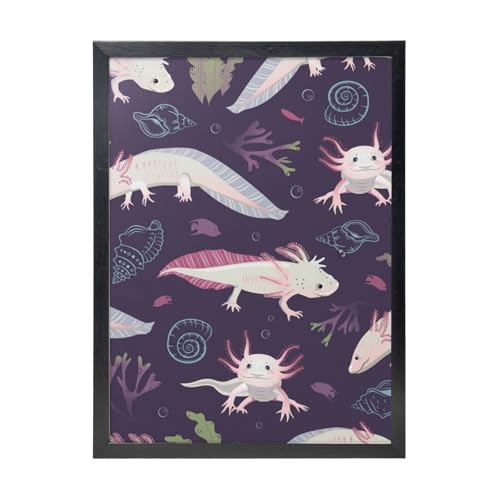 Axolotls impression d'art mural YXDVPALNE cadre noir 30x40cm