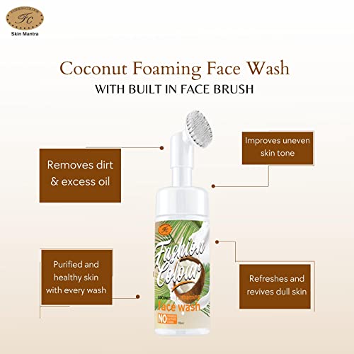 Image of FASHION COLOUR Coconut Foaming Facewash | Hydrating Face Wash with Coconut | For Clarifying, Softening & Brightening Skin | Gentle Skin Cleanser For All Skintypes | 150ml