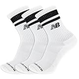 New Balance Unisex Sport Essentials Crew Sock 3 Pair Pack, White Black, Large