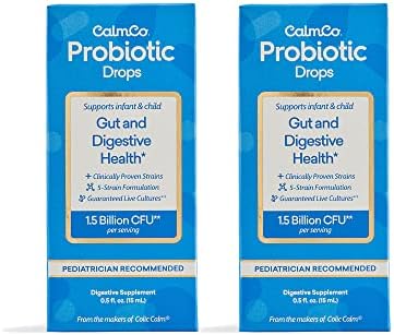CalmCo Gas Drops for Babies, Constipation & Colic Relief for Newborns & Up, Baby Probiotic Drops for Gut & Digestive Health, 0.5 fl oz (Pack of 2)