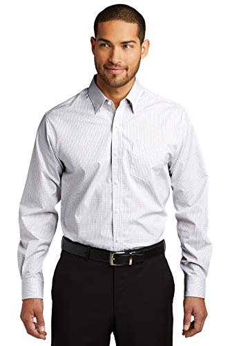 Port Authority Micro Tattersall Easy Care Shirt W643 L White/Dark Gry
