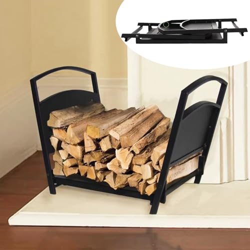 Soporte de leña de metal resistente para interiores y exteriores, con herramientas para chimenea