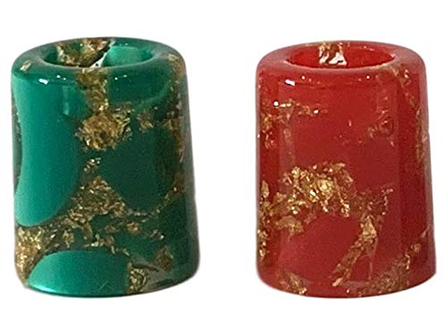 2 Pack Set, Gold Flecked Premium Epoxy Resin Drip Tip Mouthpieces for LostVape Orion Q Pod Kit and DNA GO Pod Kit Vape Device Mod (Green/Gold and Red/Gold)