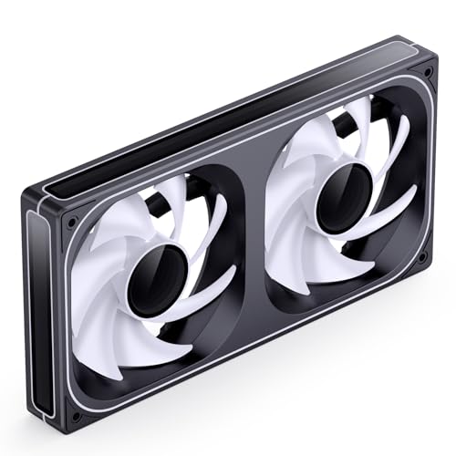 Image of JONSBO ZB-240B PC Case Fan, Silent Computer Fan with Axis & 4-Sides Infinity Mirror, All-in-One, Single Frame Unit with 2x120mm ARGB Fans, 4 Pin PWM,3Pin ARGB, Fan 2400RPM, 28MM Thick,Black