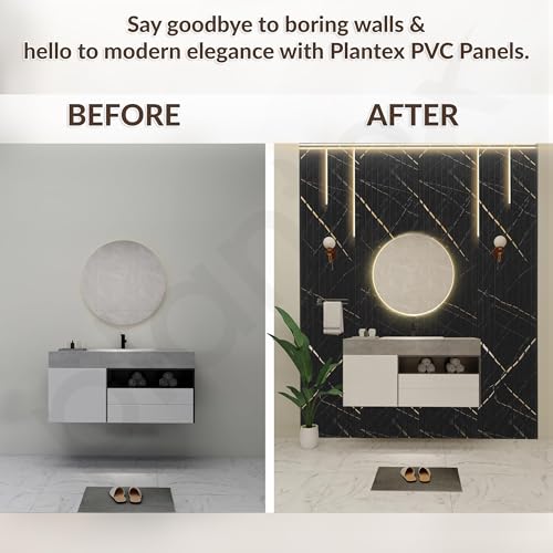 Image of Plantex Louvers Panel for Wall /3d Wall Panel for Interior Wall Decor /PVC Wall Panel /Eco-Friendly Fluted Panel for Wall /- Pack of 3, Covers - 30 Sq. Ft (Black Gold Marble-12 Inch x 10 Ft)