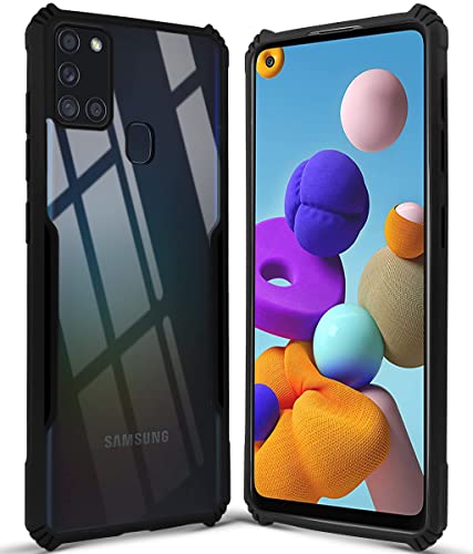 Image of Jkobi Hard PC Crystal Bumper Shockproof Back Cover Case for Samsung Galaxy A21s with Camera Protection (Matte Black)