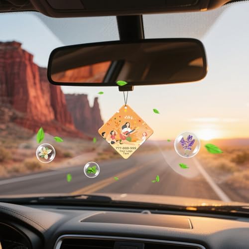 Image of HINFKA Custom Car Air Fresheners for Company Logos | Business Gifts; Event Giveaways; 10-1000 Pcs Bulk Orders; Double-Sided Print; Scent Options Available; Diamond