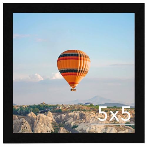 Image of JCJMY 5x5 Picture Frame Black for Wall or Tabletop, Wall Mounting Horizontally or Vertically, 5 x 5 Square Wall Gallery Poster Photo Frame with Shatter Resistant Plexiglass, Black