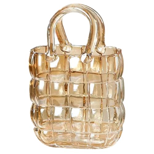 Vase à main en verre ambre de 28cm pour centre de table de ferme
